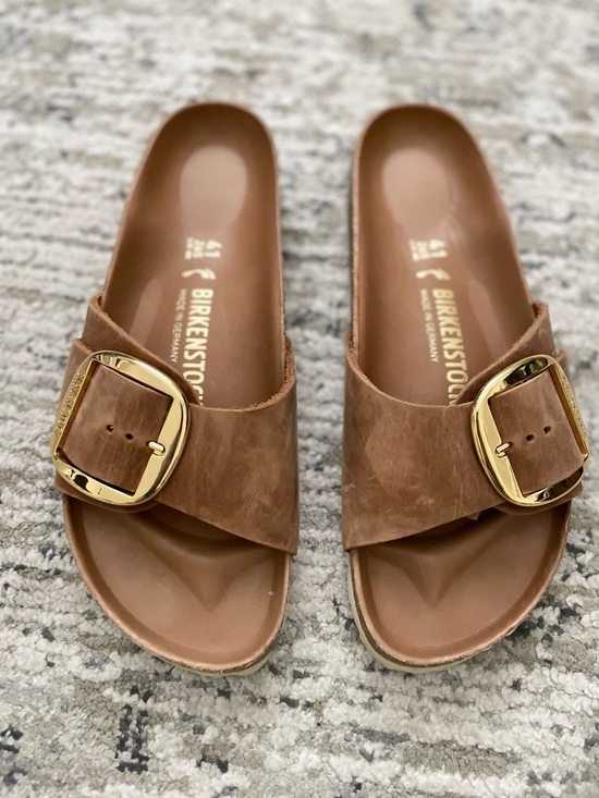 Birkenstock Shoes - Birkenstock Madrid Big Buckle Cognac Brown Leather 41 Size 10 Gold